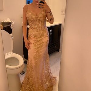 Size 2 rose gold prom dress